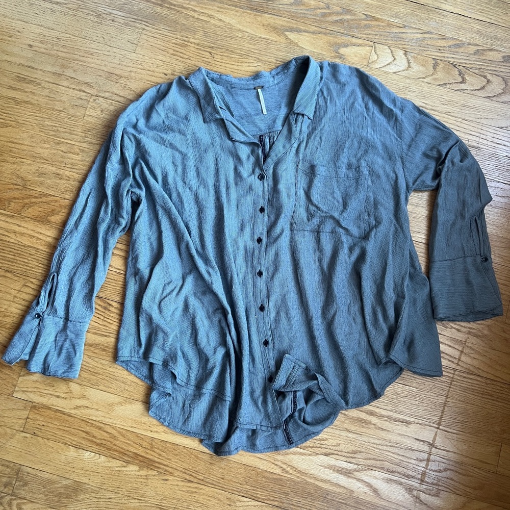 Free People Grey Flowy Top